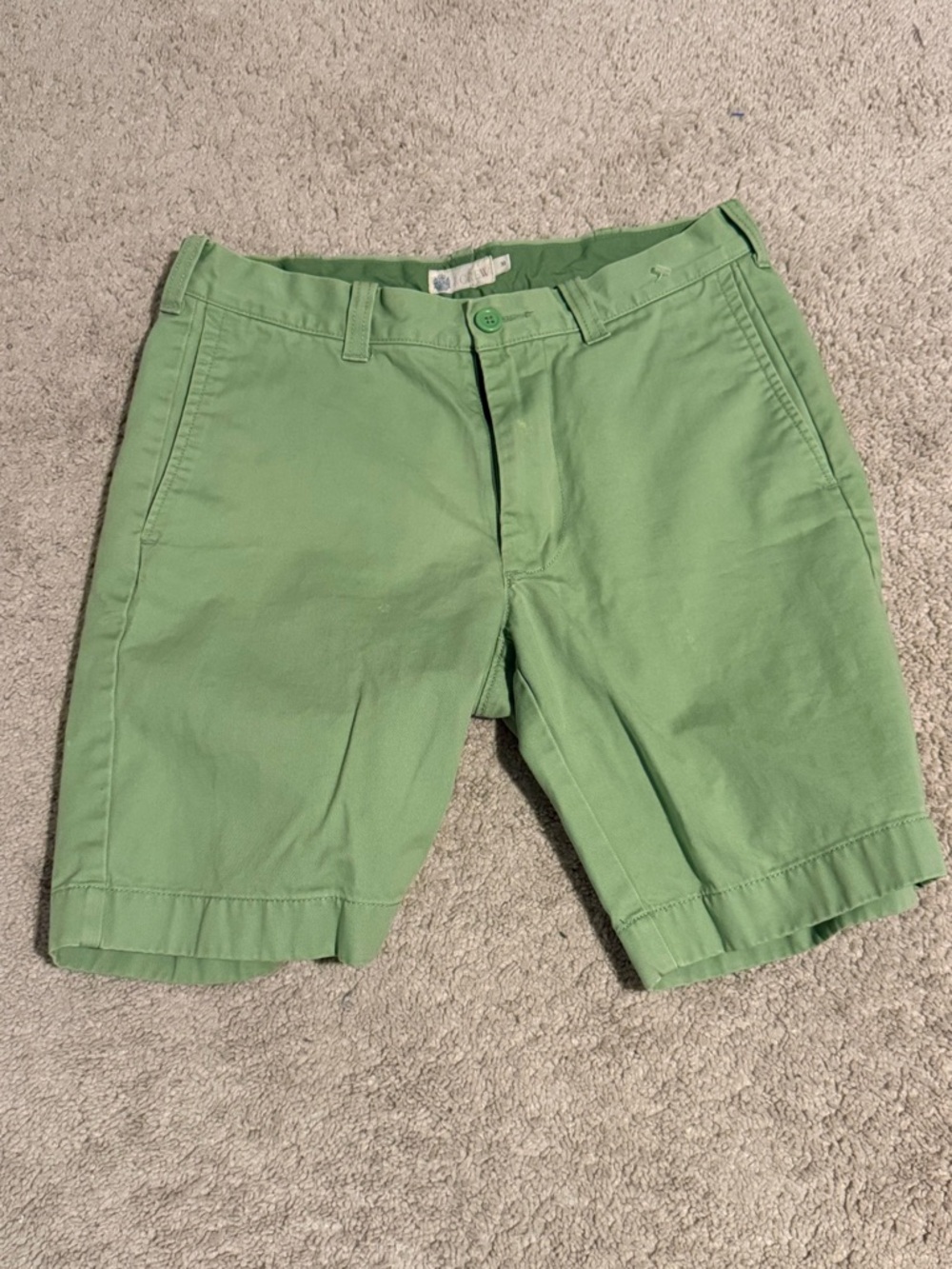 J. Crew Light Green Cotton Flat-Front Shorts